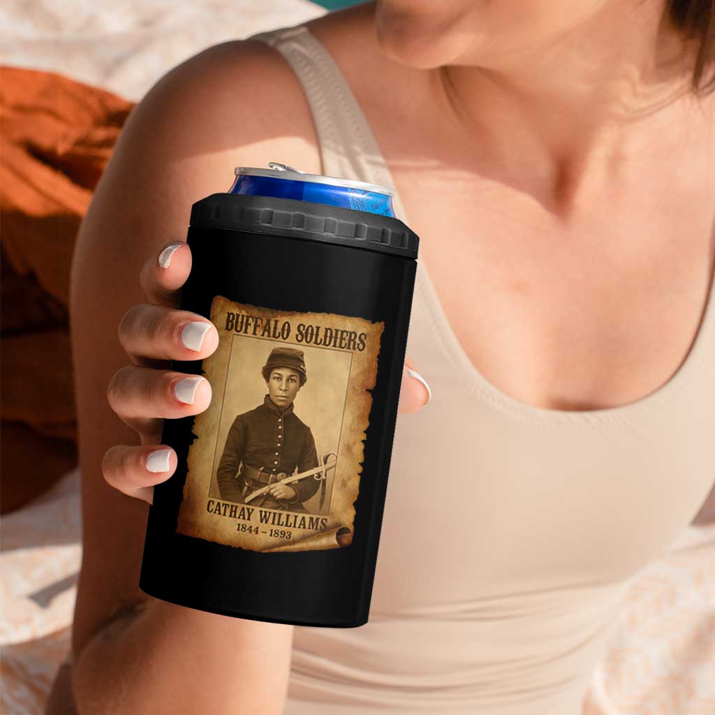 Cathay Williams 4 in 1 Can Cooler Tumbler Buffalo Soldier First African American Female Soldier - Wonder Print Shop