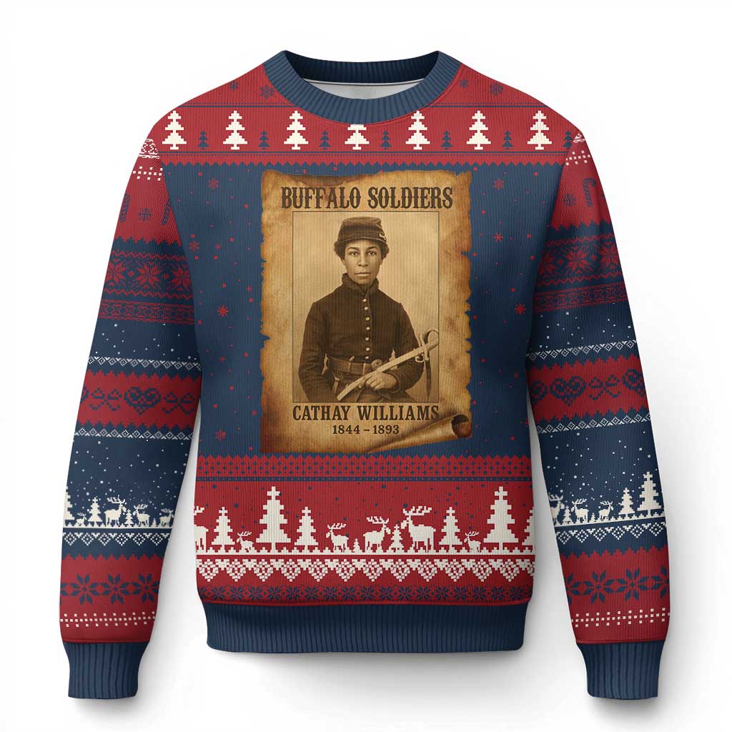 Cathay Williams Ugly Christmas Sweater Buffalo Soldier First African American Female Soldier - Wonder Print Shop
