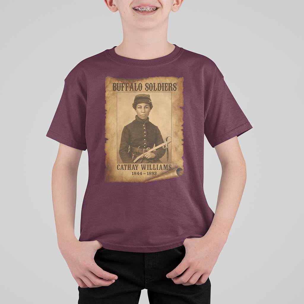 Cathay Williams T Shirt For Kid Buffalo Soldier First African American Female Soldier - Wonder Print Shop