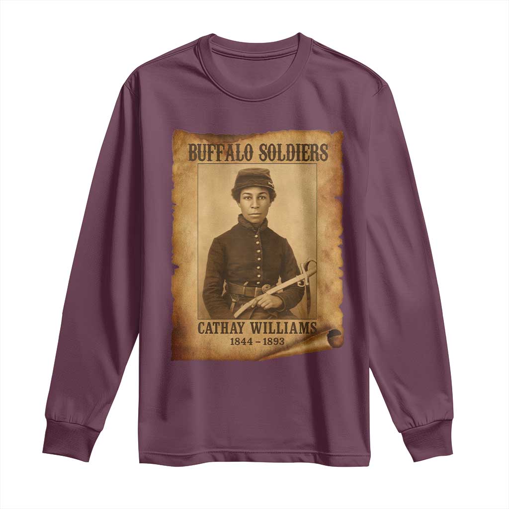 Cathay Williams Long Sleeve Shirt Buffalo Soldier First African American Female Soldier - Wonder Print Shop