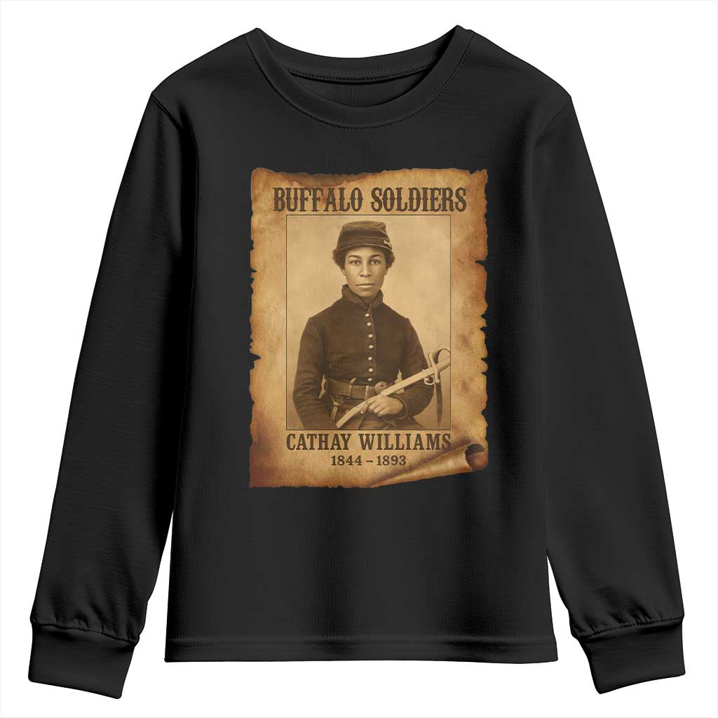 Cathay Williams Youth Sweatshirt Buffalo Soldier First African American Female Soldier - Wonder Print Shop