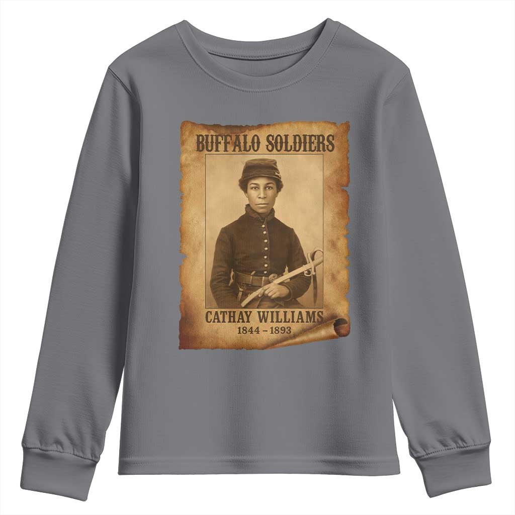 Cathay Williams Youth Sweatshirt Buffalo Soldier First African American Female Soldier - Wonder Print Shop