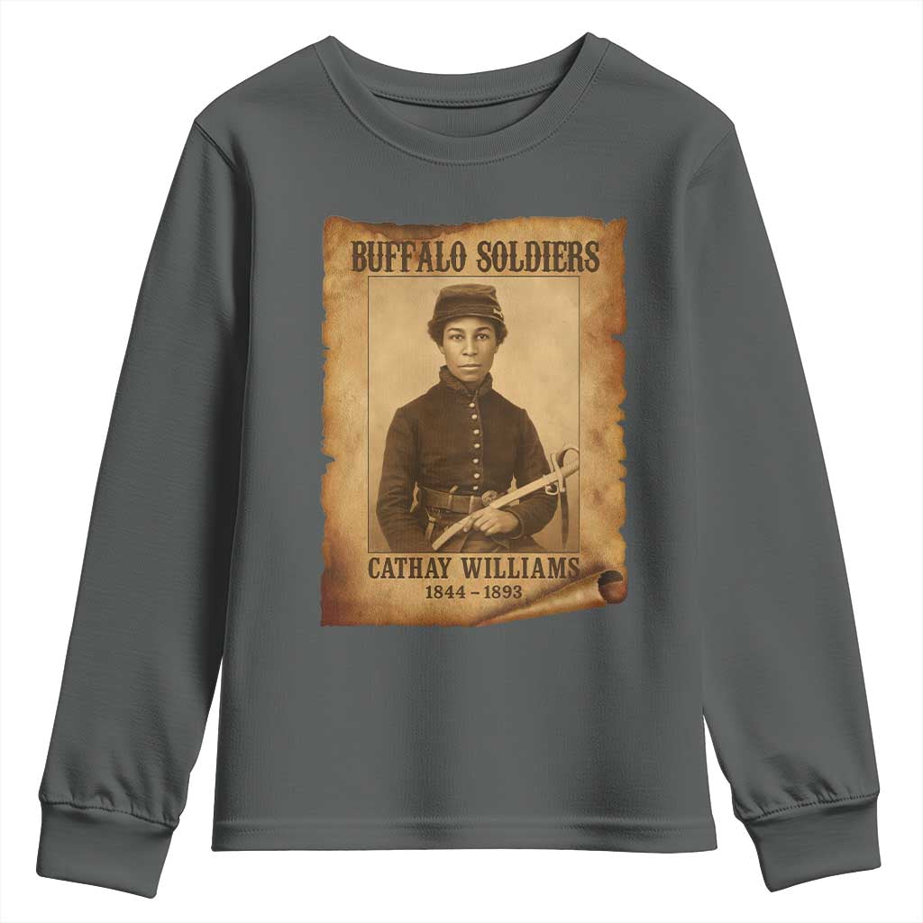 Cathay Williams Youth Sweatshirt Buffalo Soldier First African American Female Soldier - Wonder Print Shop