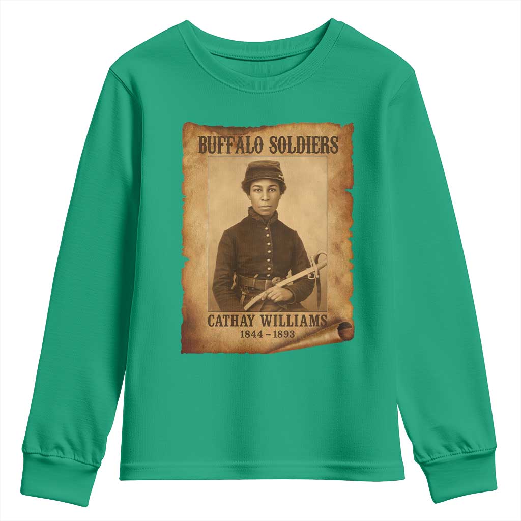 Cathay Williams Youth Sweatshirt Buffalo Soldier First African American Female Soldier - Wonder Print Shop