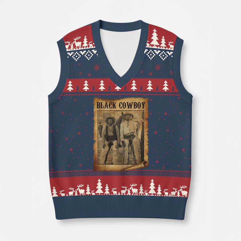Black Cowboys V-Neck Knit Sweater Vest Vintage African American Western Black History - Wonder Print Shop