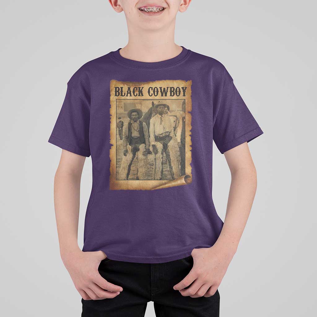 Black Cowboys T Shirt For Kid Vintage African American Western Black History - Wonder Print Shop