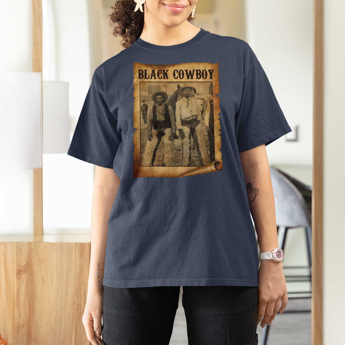 Black Cowboys T Shirt For Women Vintage African American Western Black History - Wonder Print Shop
