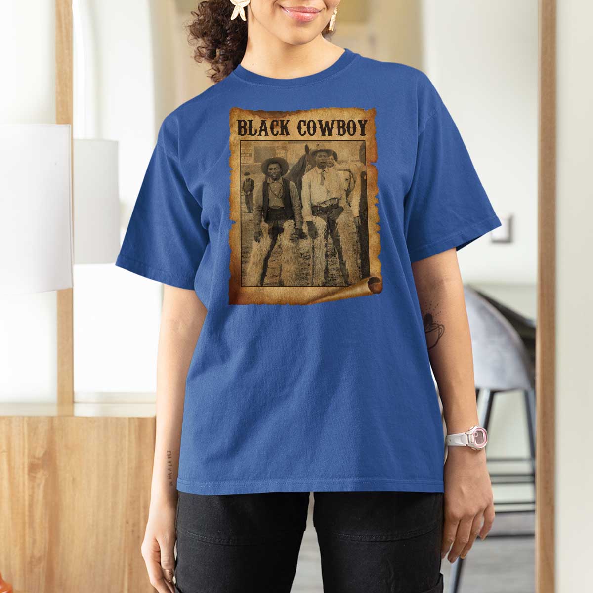 Black Cowboys T Shirt For Women Vintage African American Western Black History - Wonder Print Shop