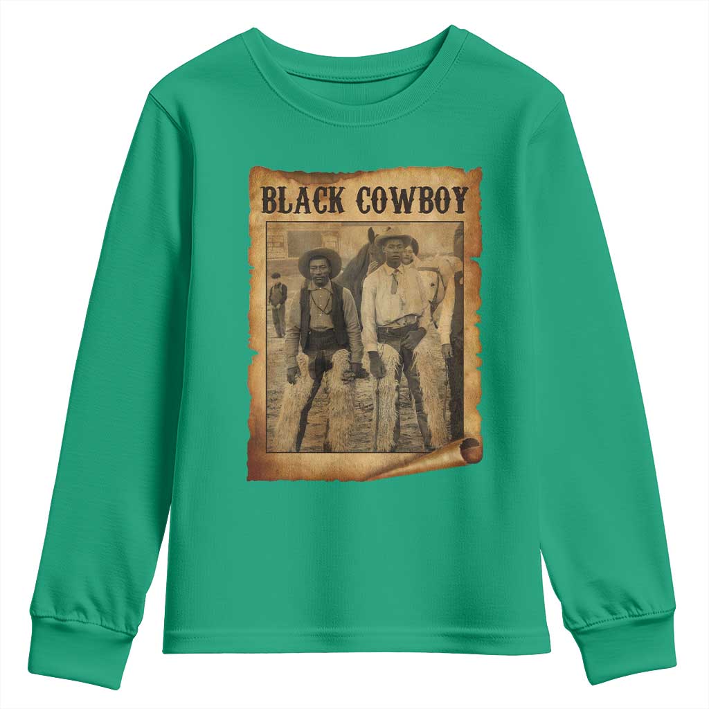 Black Cowboys Youth Sweatshirt Vintage African American Western Black History - Wonder Print Shop