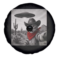 Vintage UFO Cowboy Cat Spare Tire Cover Retro 90s Western Rodeo Kitten Cat Selfie With Alien UFO - Wonder Print Shop
