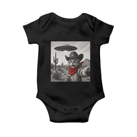 Vintage UFO Cowboy Cat Baby Onesie Retro 90s Western Rodeo Kitten Cat Selfie With Alien UFO - Wonder Print Shop