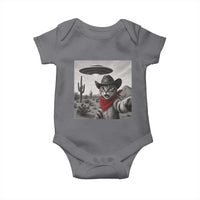 Vintage UFO Cowboy Cat Baby Onesie Retro 90s Western Rodeo Kitten Cat Selfie With Alien UFO - Wonder Print Shop