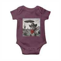 Vintage UFO Cowboy Cat Baby Onesie Retro 90s Western Rodeo Kitten Cat Selfie With Alien UFO - Wonder Print Shop