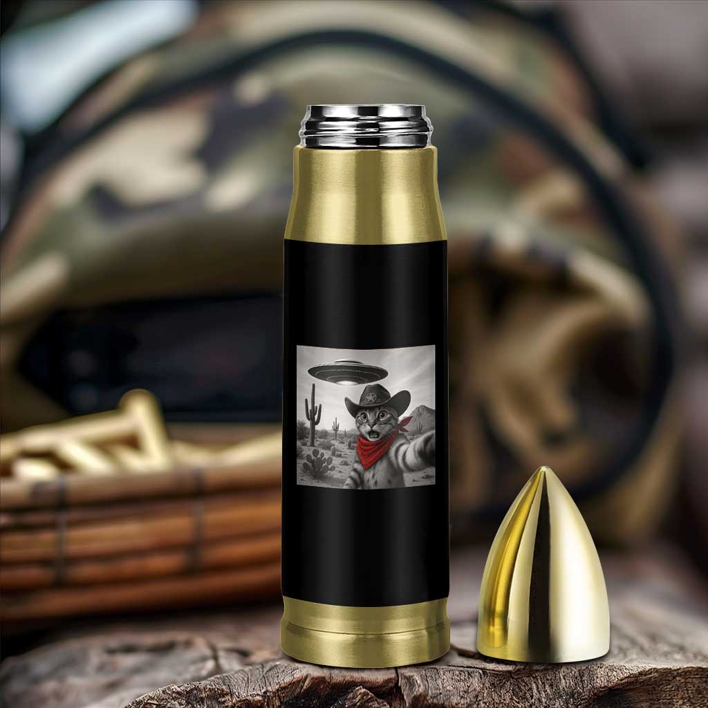Vintage UFO Cowboy Cat Bullet Tumbler Retro 90s Western Rodeo Kitten Cat Selfie With Alien UFO - Wonder Print Shop
