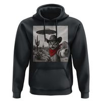 Vintage UFO Cowboy Cat Hoodie Retro 90s Western Rodeo Kitten Cat Selfie With Alien UFO - Wonder Print Shop