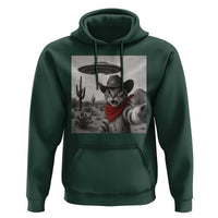 Vintage UFO Cowboy Cat Hoodie Retro 90s Western Rodeo Kitten Cat Selfie With Alien UFO - Wonder Print Shop