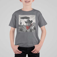 Vintage UFO Cowboy Cat T Shirt For Kid Retro 90s Western Rodeo Kitten Cat Selfie With Alien UFO - Wonder Print Shop