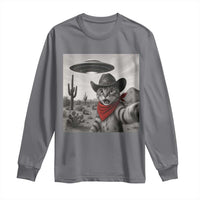 Vintage UFO Cowboy Cat Long Sleeve Shirt Retro 90s Western Rodeo Kitten Cat Selfie With Alien UFO - Wonder Print Shop