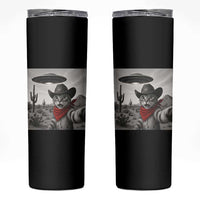 Vintage UFO Cowboy Cat Skinny Tumbler Retro 90s Western Rodeo Kitten Cat Selfie With Alien UFO - Wonder Print Shop