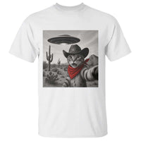 Vintage UFO Cowboy Cat T Shirt Retro 90s Western Rodeo Kitten Cat Selfie With Alien UFO - Wonder Print Shop