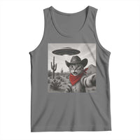 Vintage UFO Cowboy Cat Tank Top Retro 90s Western Rodeo Kitten Cat Selfie With Alien UFO - Wonder Print Shop