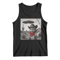 Vintage UFO Cowboy Cat Tank Top Retro 90s Western Rodeo Kitten Cat Selfie With Alien UFO - Wonder Print Shop