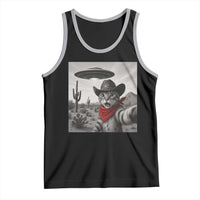Vintage UFO Cowboy Cat Tank Top Retro 90s Western Rodeo Kitten Cat Selfie With Alien UFO - Wonder Print Shop