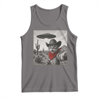 Vintage UFO Cowboy Cat Tank Top Retro 90s Western Rodeo Kitten Cat Selfie With Alien UFO - Wonder Print Shop