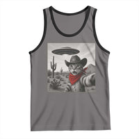 Vintage UFO Cowboy Cat Tank Top Retro 90s Western Rodeo Kitten Cat Selfie With Alien UFO - Wonder Print Shop