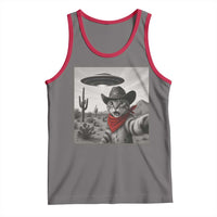 Vintage UFO Cowboy Cat Tank Top Retro 90s Western Rodeo Kitten Cat Selfie With Alien UFO - Wonder Print Shop