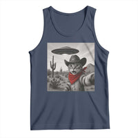 Vintage UFO Cowboy Cat Tank Top Retro 90s Western Rodeo Kitten Cat Selfie With Alien UFO - Wonder Print Shop