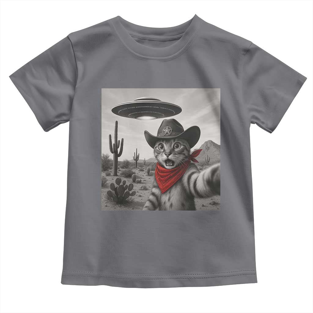 Vintage UFO Cowboy Cat Toddler T Shirt Retro 90s Western Rodeo Kitten Cat Selfie With Alien UFO - Wonder Print Shop