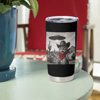 Vintage UFO Cowboy Cat Tumbler Cup Retro 90s Western Rodeo Kitten Cat Selfie With Alien UFO - Wonder Print Shop