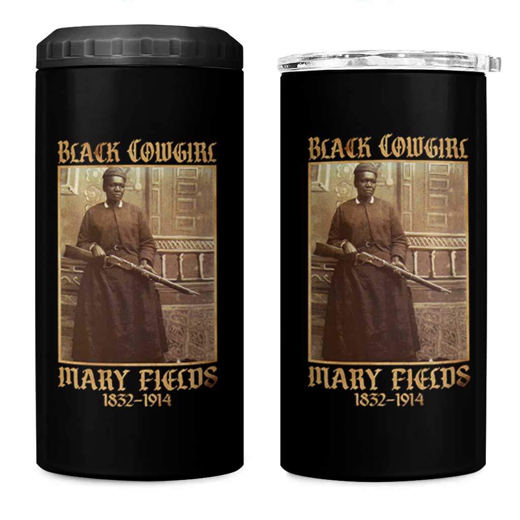 Mary Fields Black Cowgirl 4 in 1 Can Cooler Tumbler Vintage African American Western Black History - Wonder Print Shop