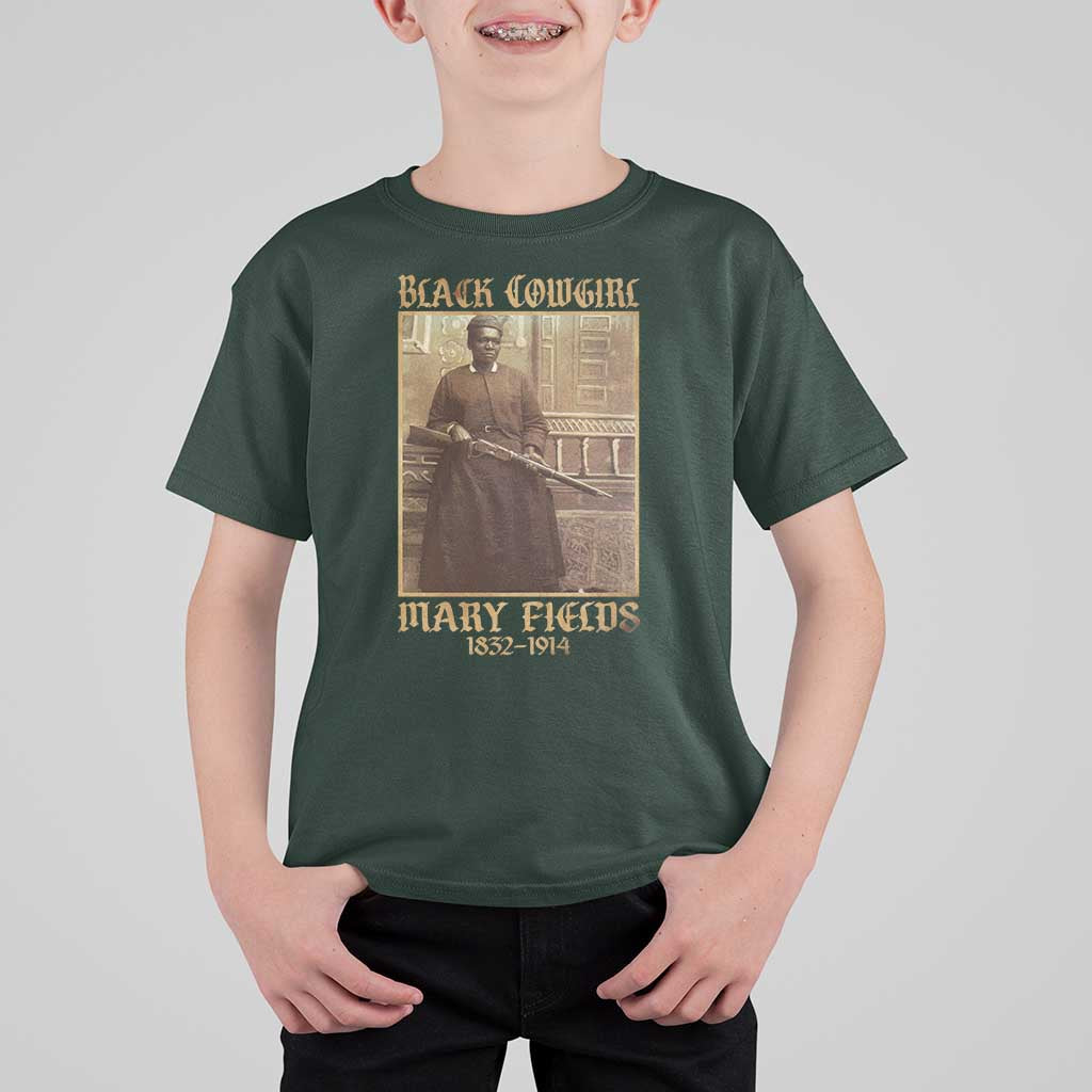 Mary Fields Black Cowgirl T Shirt For Kid Vintage African American Western Black History - Wonder Print Shop