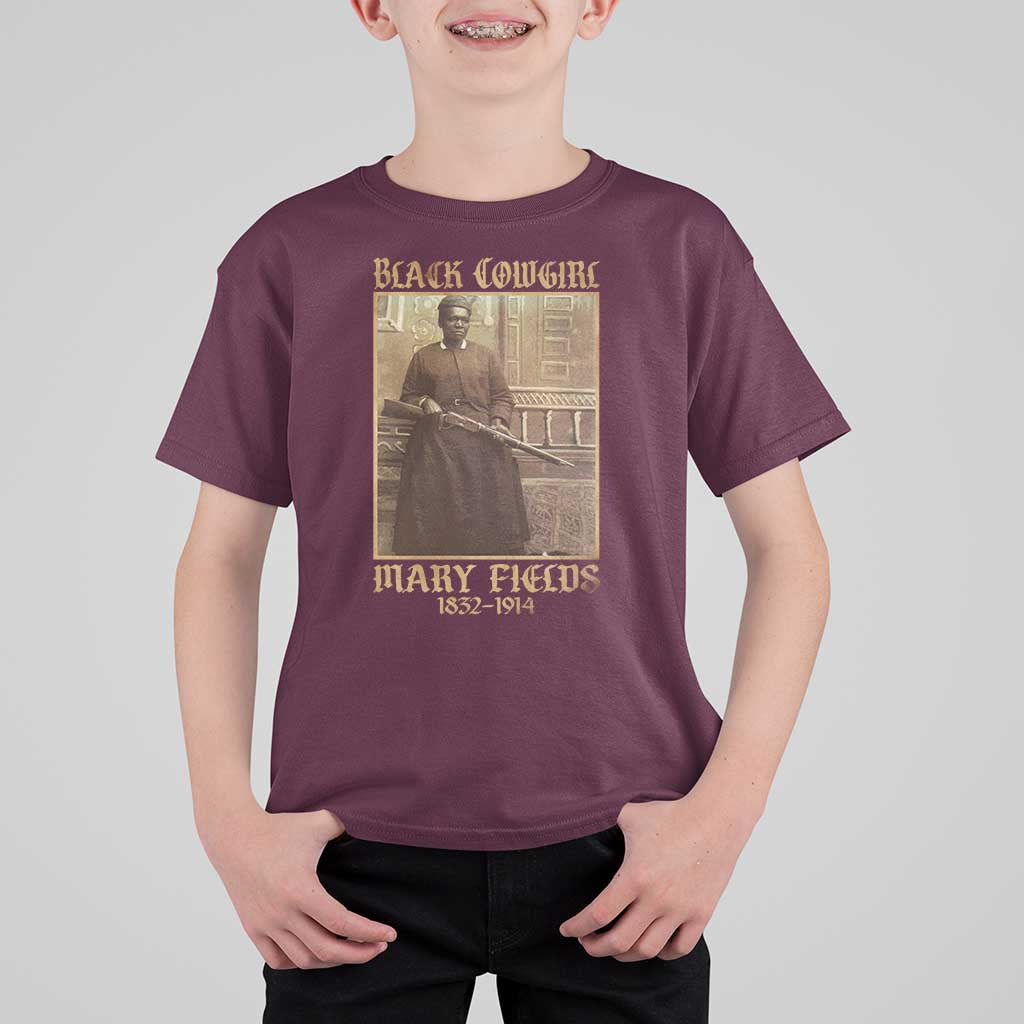 Mary Fields Black Cowgirl T Shirt For Kid Vintage African American Western Black History - Wonder Print Shop