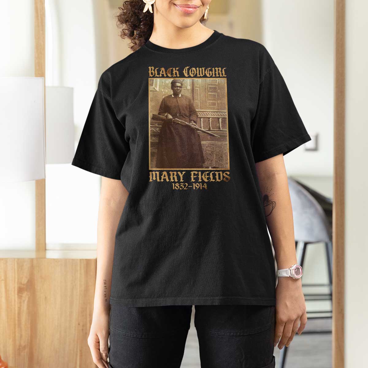 Mary Fields Black Cowgirl T Shirt For Women Vintage African American Western Black History - Wonder Print Shop