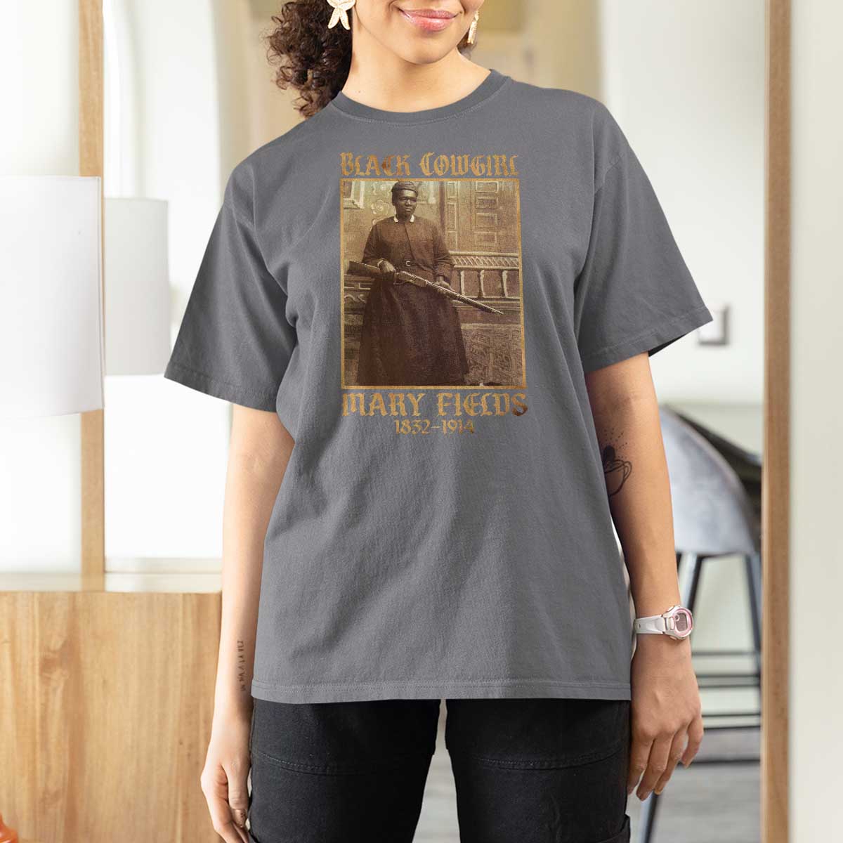 Mary Fields Black Cowgirl T Shirt For Women Vintage African American Western Black History - Wonder Print Shop