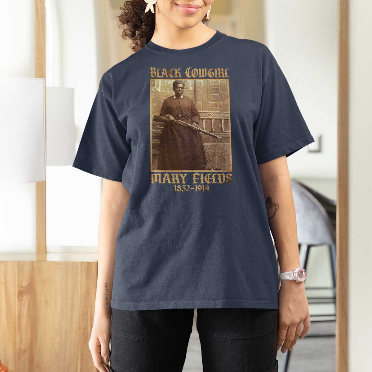 Mary Fields Black Cowgirl T Shirt For Women Vintage African American Western Black History - Wonder Print Shop