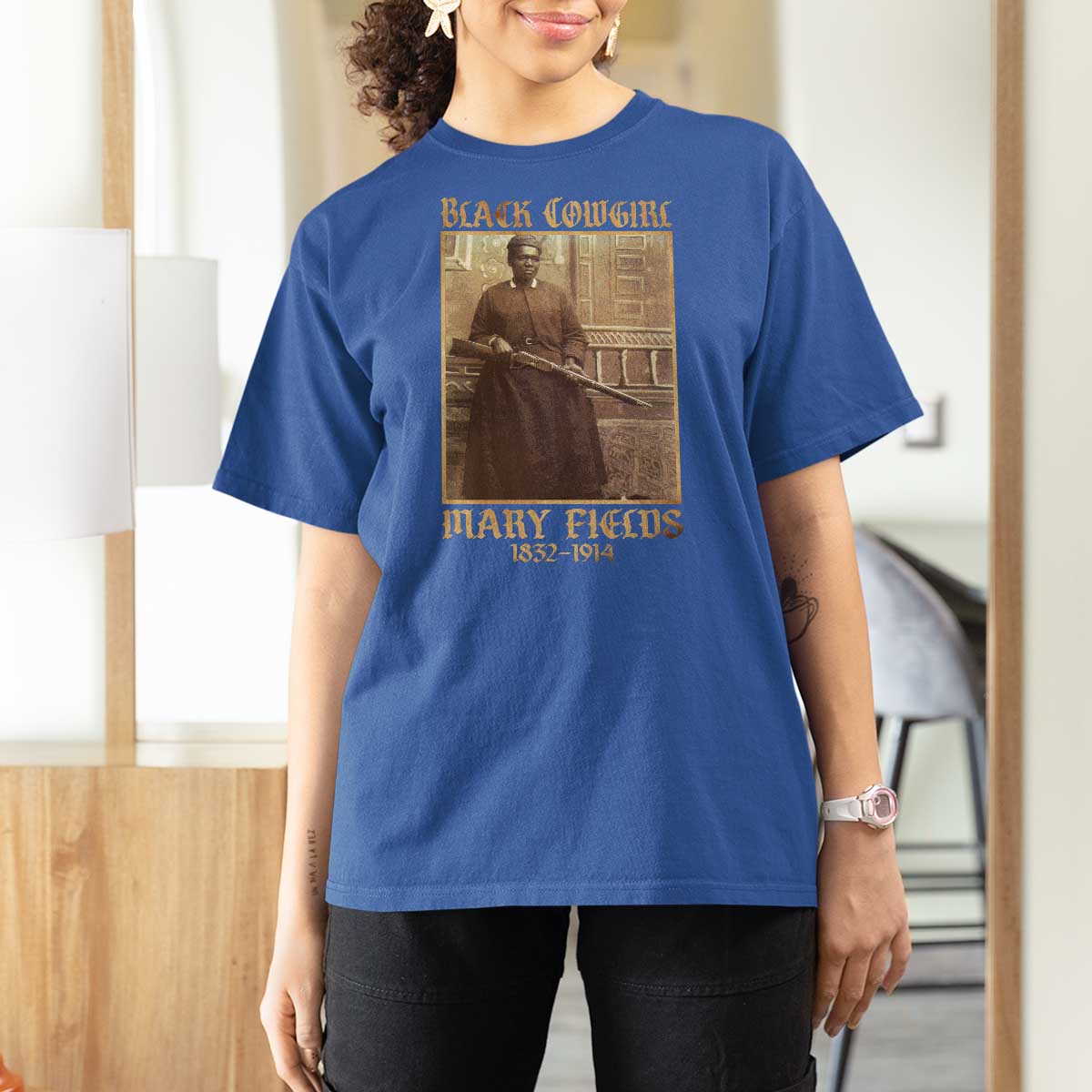 Mary Fields Black Cowgirl T Shirt For Women Vintage African American Western Black History - Wonder Print Shop