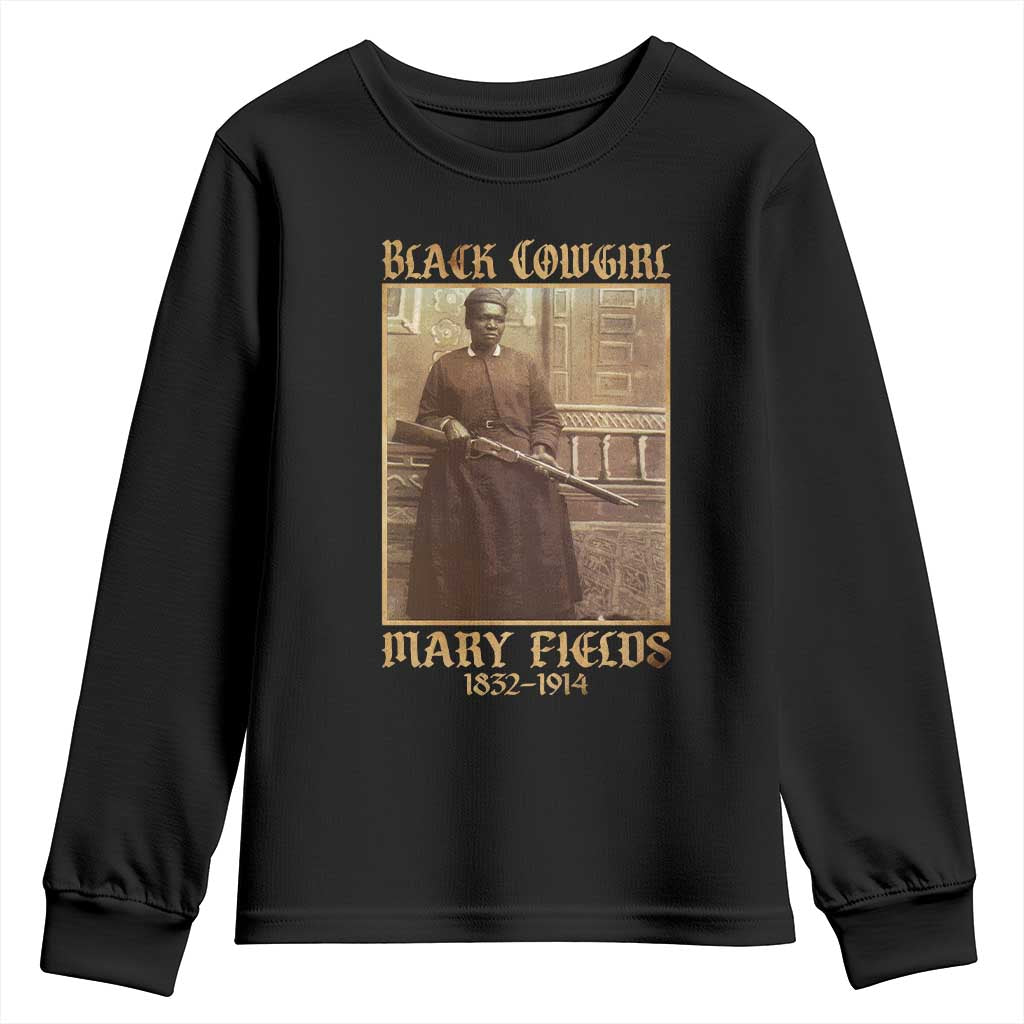 Mary Fields Black Cowgirl Youth Sweatshirt Vintage African American Western Black History - Wonder Print Shop