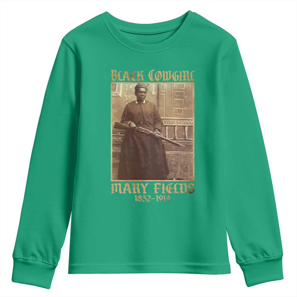 Mary Fields Black Cowgirl Youth Sweatshirt Vintage African American Western Black History - Wonder Print Shop