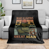 Retro Alligator Alcatraz Throw Blanket Funny Florida Everglades Dark Humor