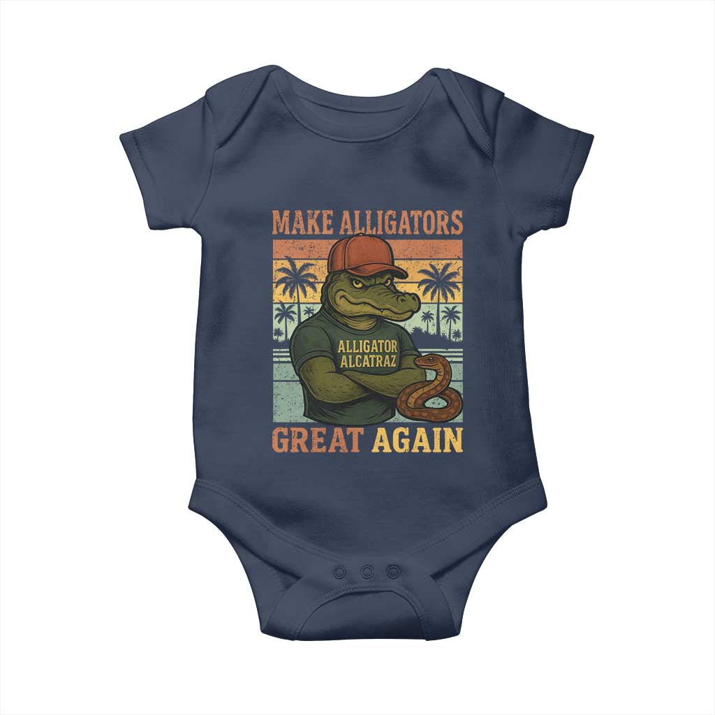 Retro Alligator Alcatraz Baby Onesie Funny Florida Everglades Dark Humor