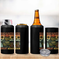 Retro Alligator Alcatraz 4 in 1 Can Cooler Tumbler Funny Florida Everglades Dark Humor