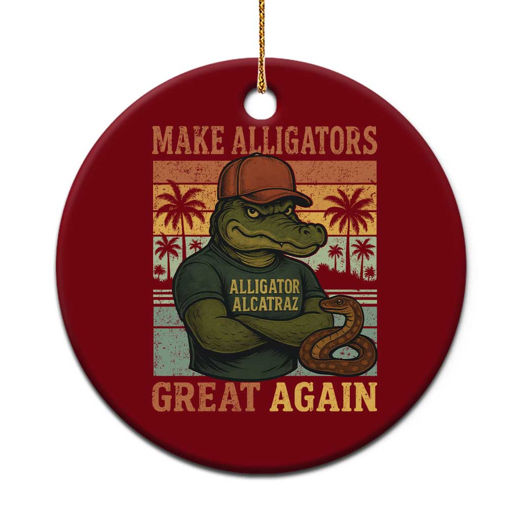 Retro Alligator Alcatraz Ceramic Ornament Funny Florida Everglades Dark Humor