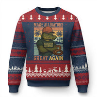 Retro Alligator Alcatraz Ugly Christmas Sweater Funny Florida Everglades Dark Humor