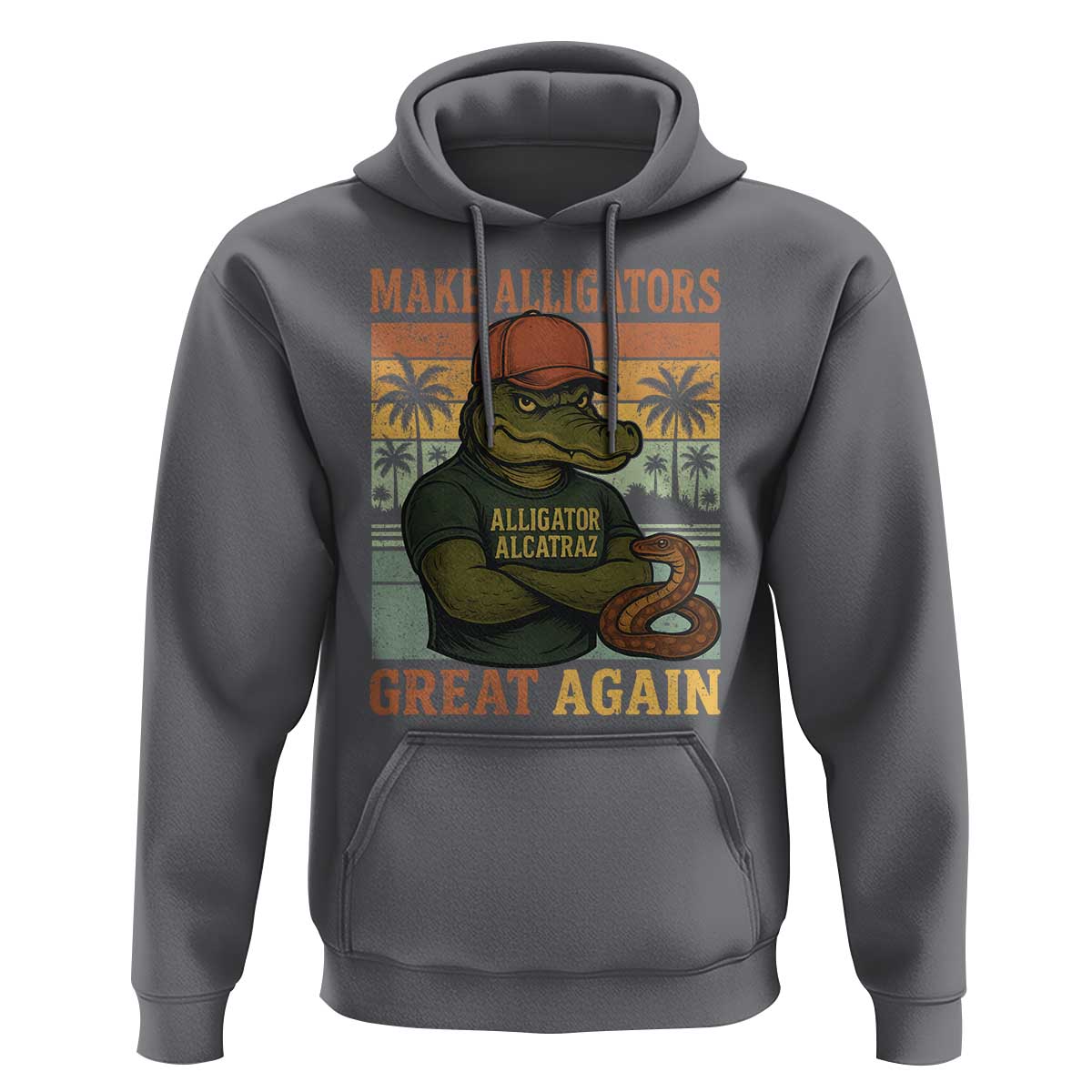 Retro Alligator Alcatraz Hoodie Funny Florida Everglades Dark Humor