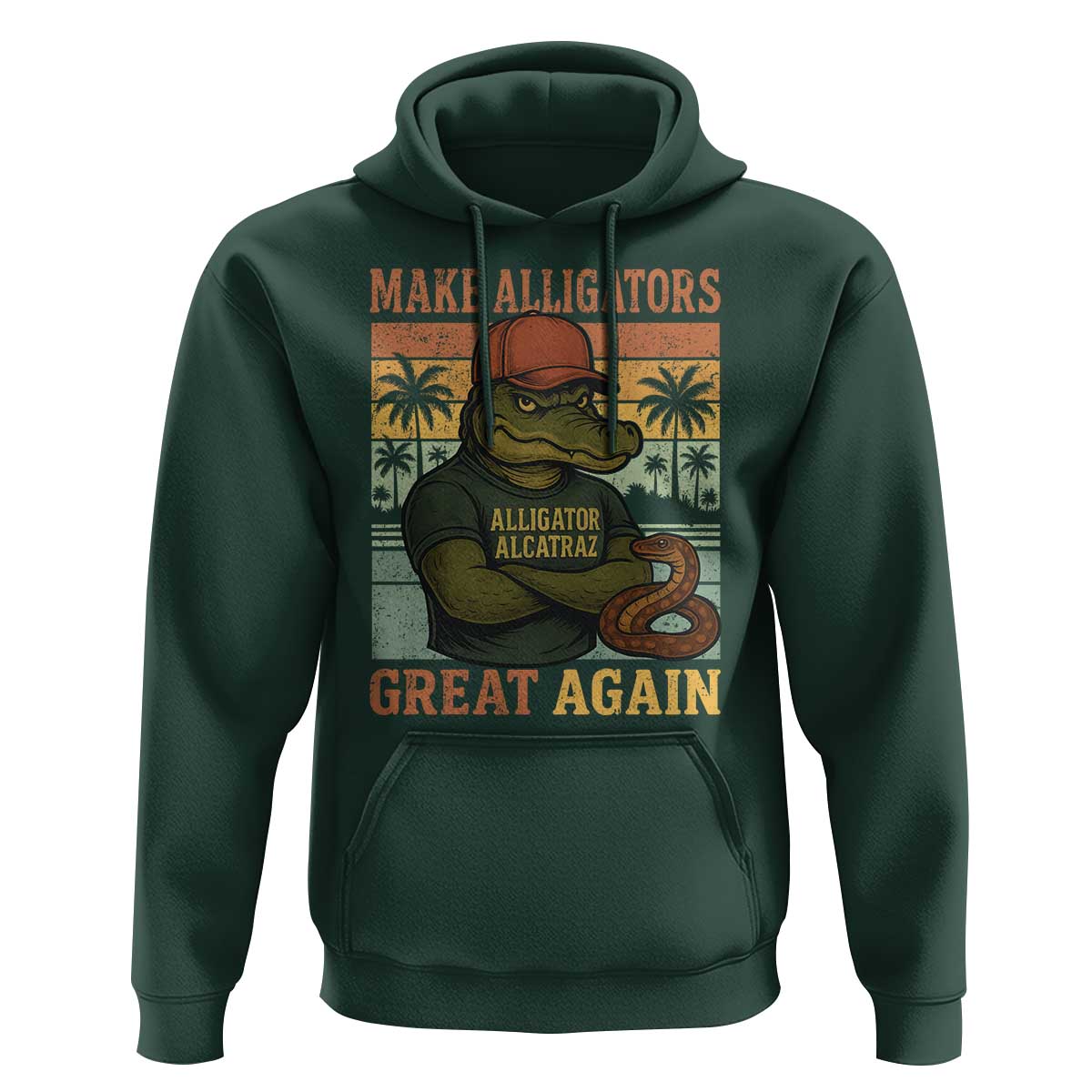 Retro Alligator Alcatraz Hoodie Funny Florida Everglades Dark Humor
