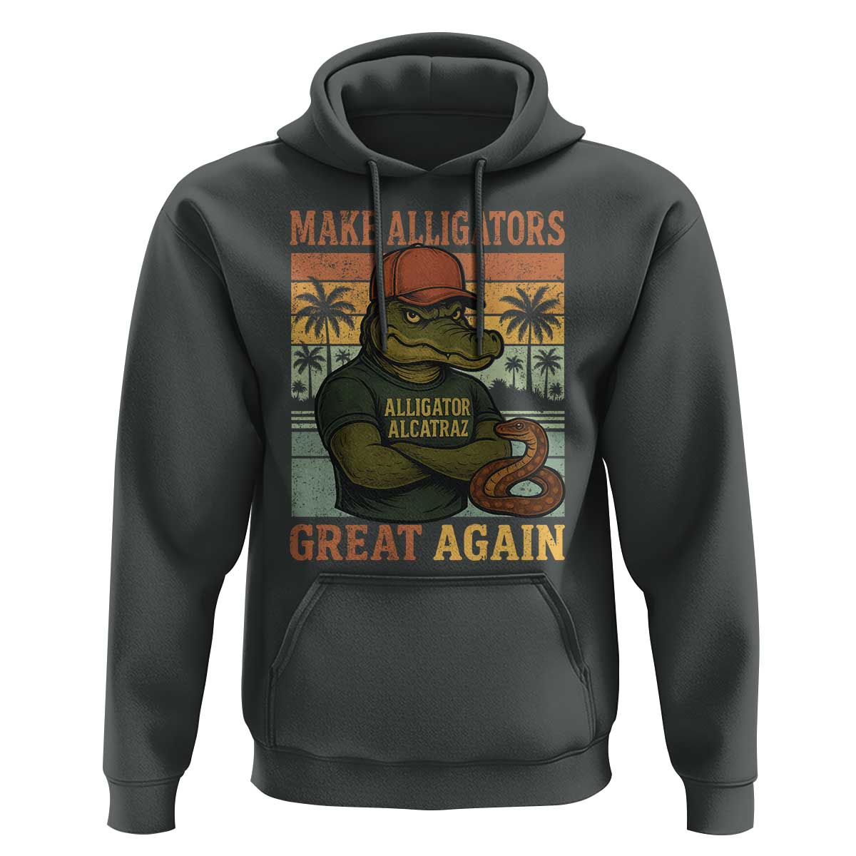 Retro Alligator Alcatraz Hoodie Funny Florida Everglades Dark Humor